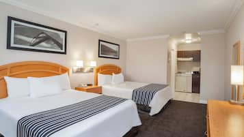 Desk, laptop workspace, iron/ironing board, free cots/infant beds