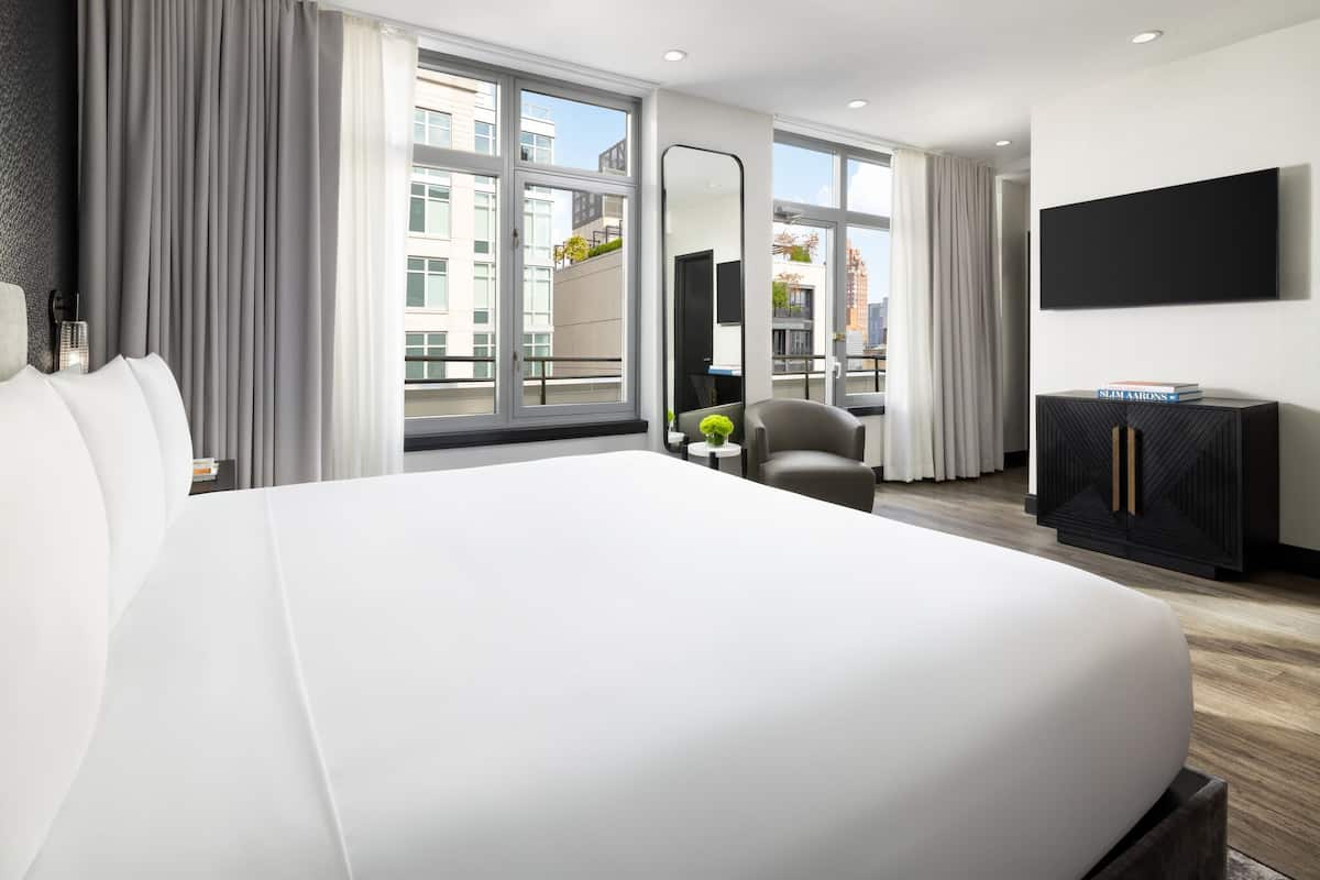 Studio, Terrace (NY) | Peralatan tempat tidur premium, gebar bulu kapas, tilam berlapik