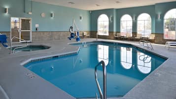 Indoor pool, open 6:00 AM to 10:00 PM, sun loungers