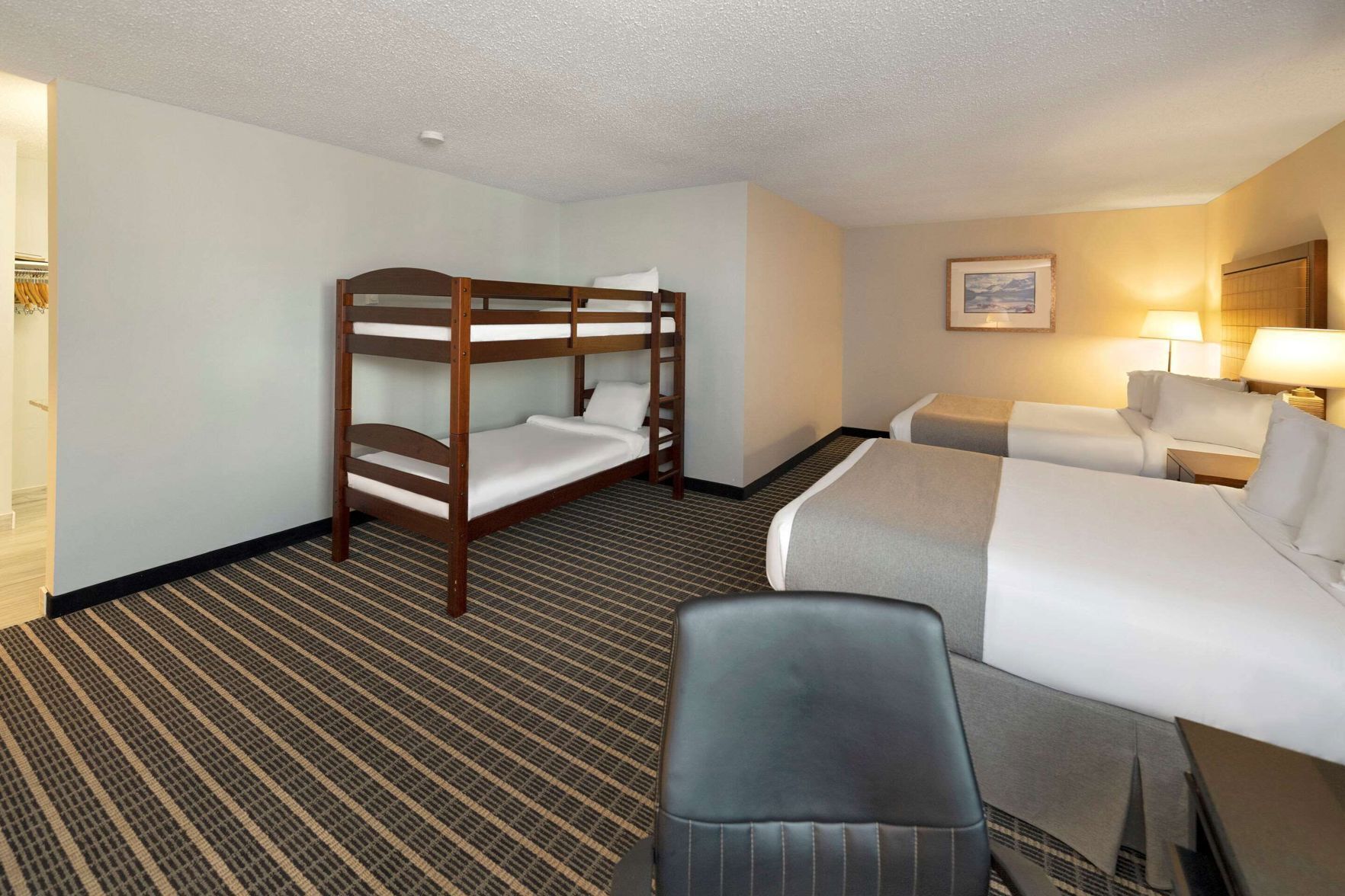 Individually decorated, individually furnished, desk, blackout drapes