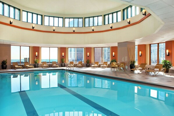 Indoor pool, open 6:00 AM to 10:00 PM, sun loungers