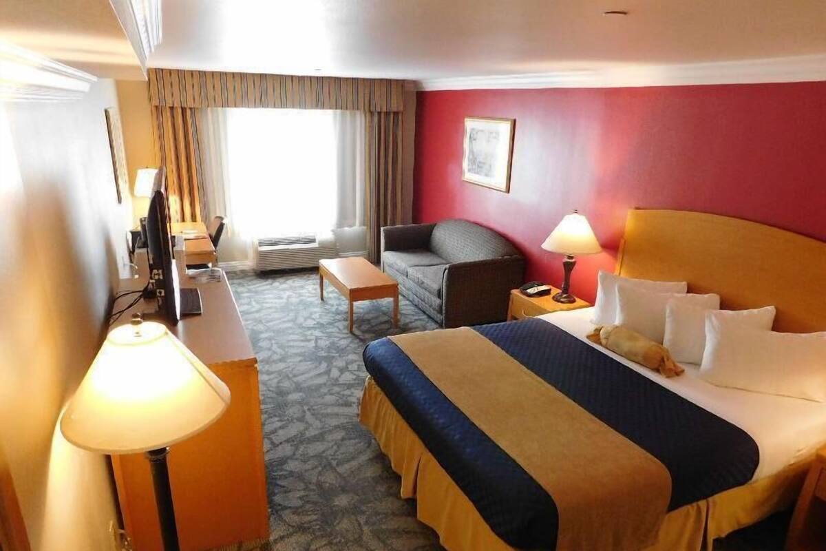 Desk, iron/ironing board, cribs (free), WiFi (free)