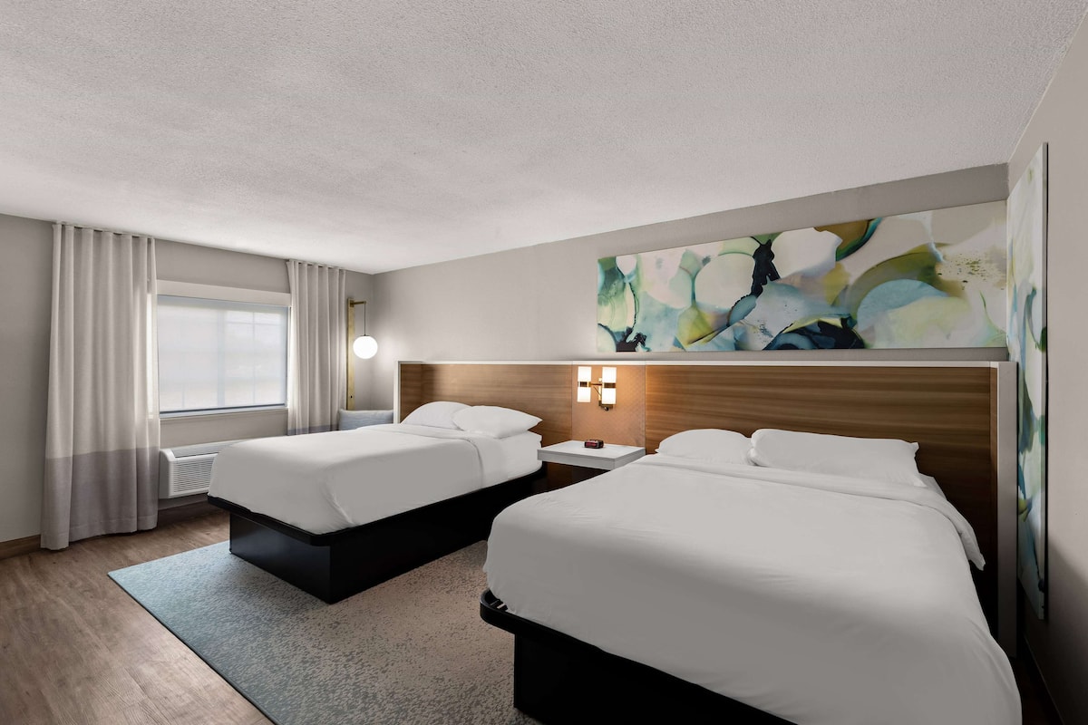 Room, 2 Queen Beds, Non Smoking | Down duvets, pillow-top beds, in-room safe, desk