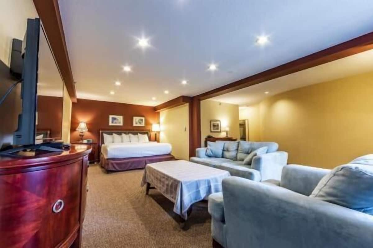 Desk, laptop workspace, iron/ironing board, free cribs/infant beds