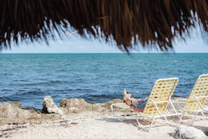 Private beach, sun-loungers, beach towels, kayaking