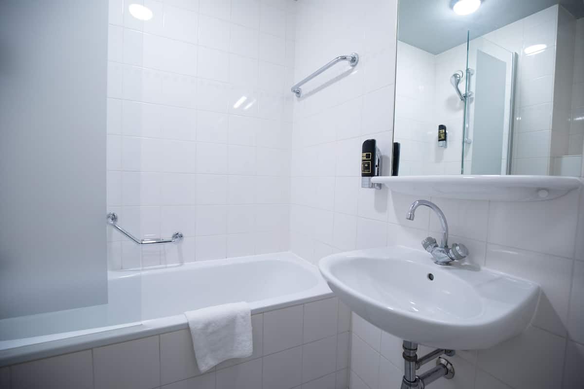 shower, eco-friendly toiletries, hair dryer, soap