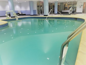 Indoor pool, open 7:00 AM to 11:00 PM, sun loungers