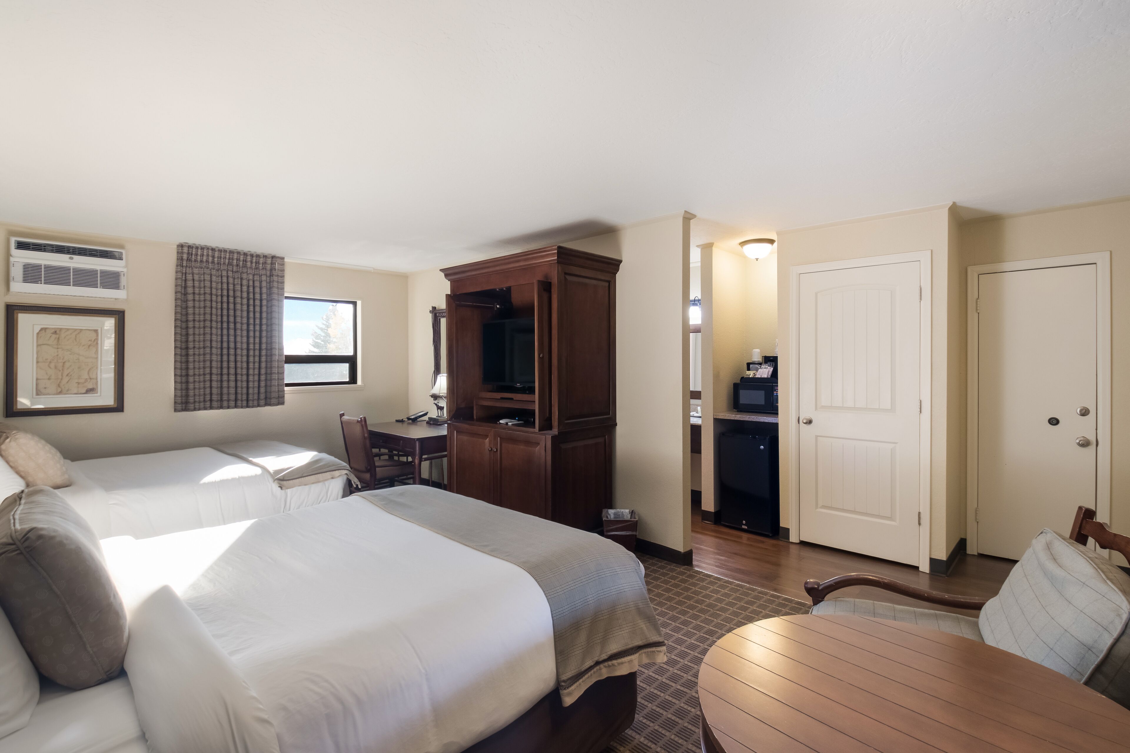 Premium bedding, desk, blackout drapes, iron/ironing board