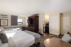 Premium bedding, desk, blackout drapes, iron/ironing board