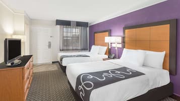 Premium bedding, desk, iron/ironing board, free cots/infant beds