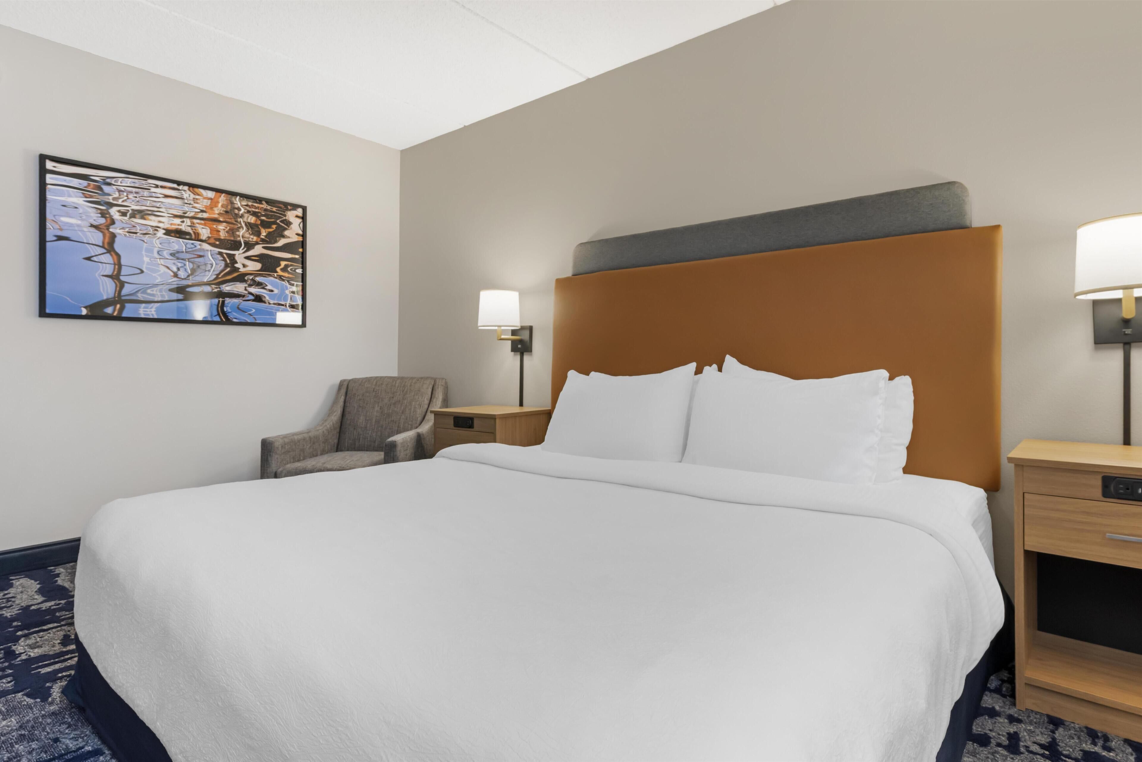 Hypo-allergenic bedding, pillow-top beds, desk, iron/ironing board