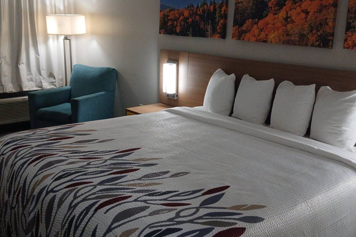 Desk, laptop workspace, WiFi (free), bed sheets