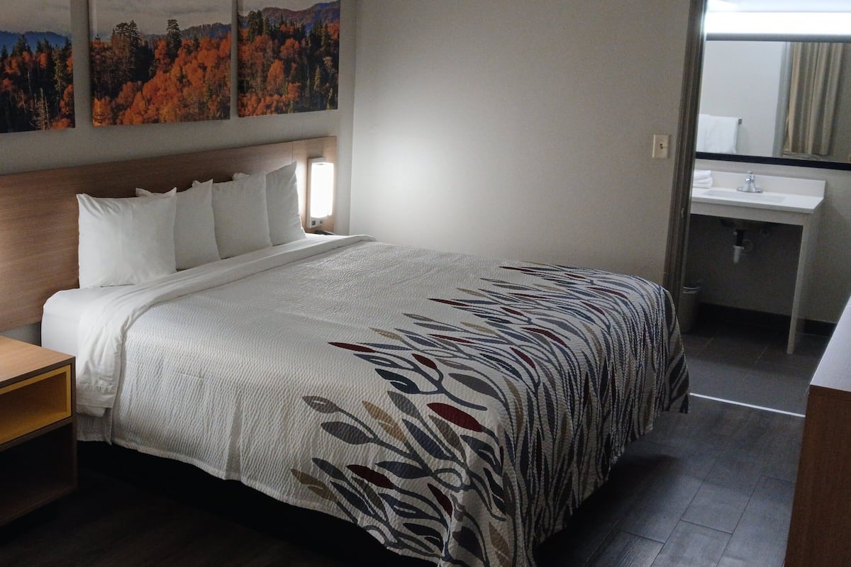 Desk, laptop workspace, free WiFi, bed sheets