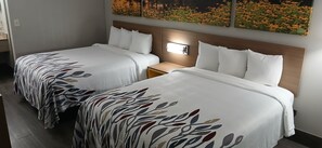 Desk, laptop workspace, free WiFi, bed sheets