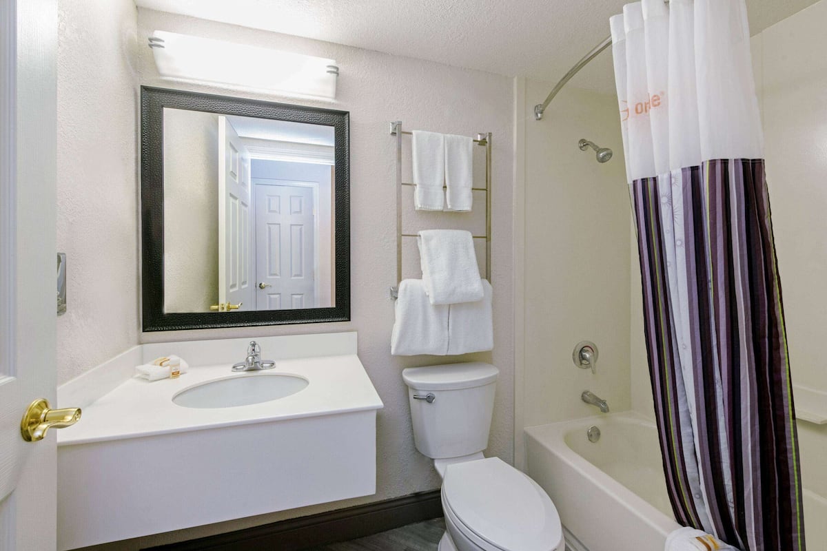 room, 1 king bed, accessible | bathroom | combined shower/bathtub, free toiletries, hair dryer, towels