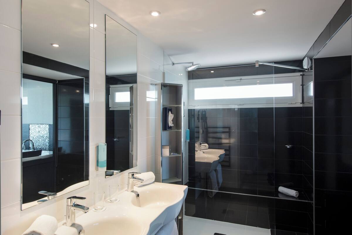 free toiletries, hair dryer, bathrobes, towels