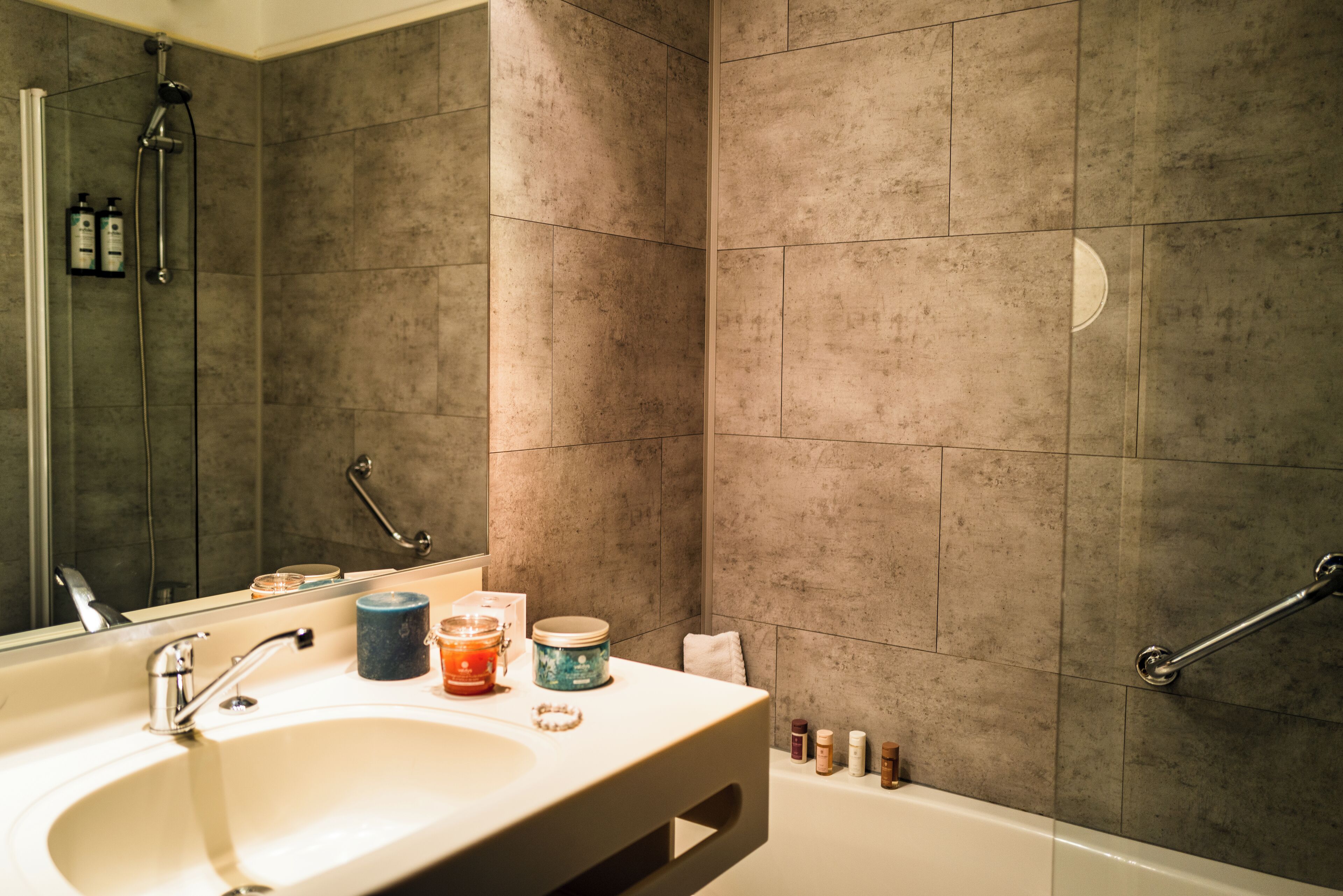 free toiletries, hair dryer, bathrobes, towels