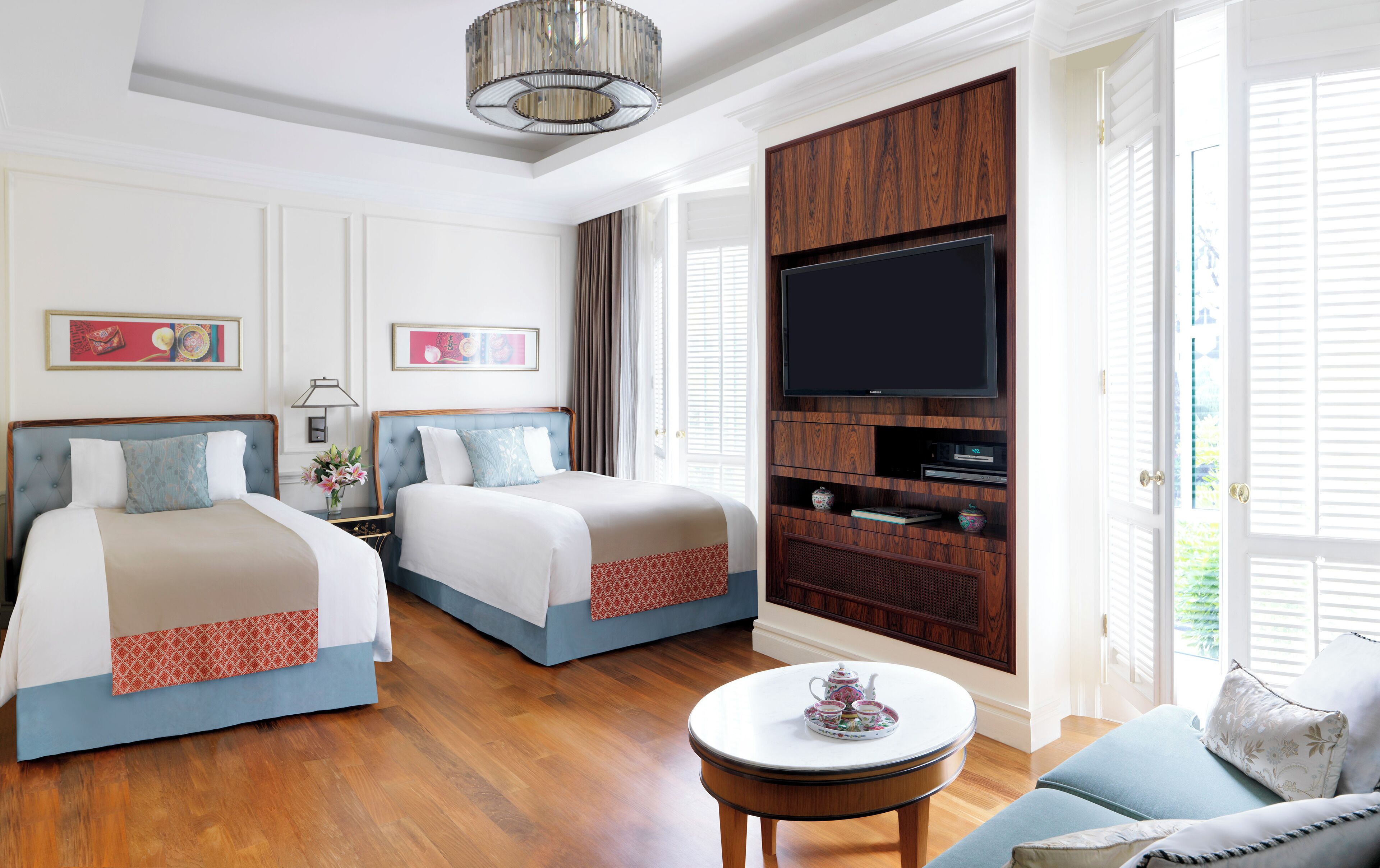 Room, 2 Double Beds | Minibar, in-room safe, desk, laptop workspace