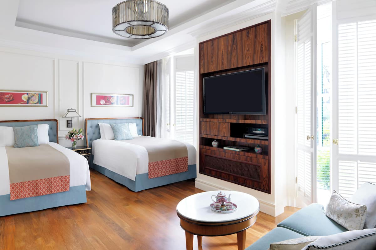 Room, 2 Double Beds | Minibar, in-room safe, desk, laptop workspace