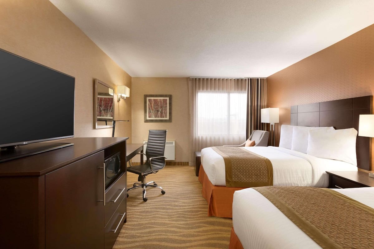 Room, 2 Double Beds, Non Smoking | Pillowtop beds, desk, laptop workspace, blackout drapes