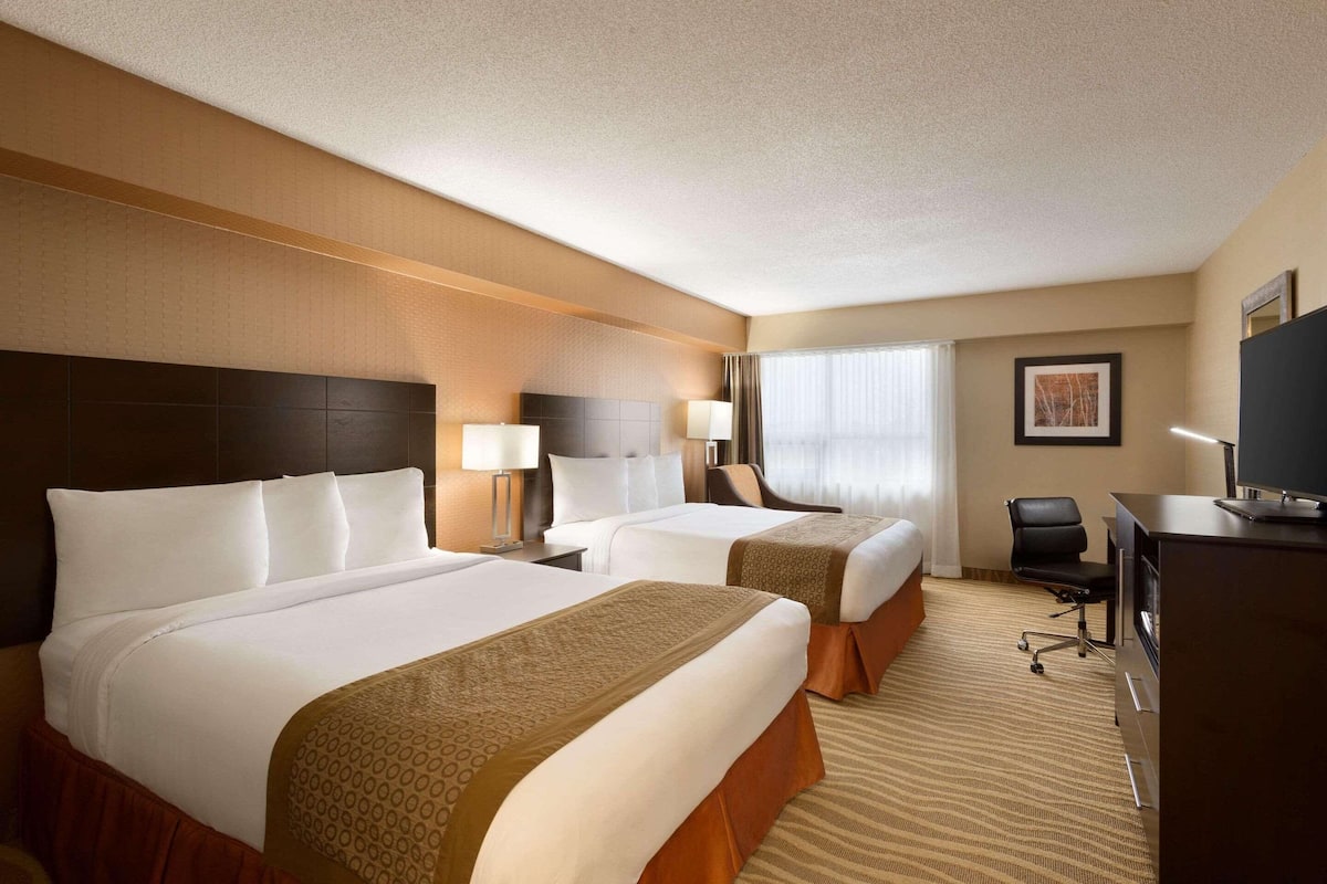 Room, 2 Queen Beds, Non Smoking | Pillowtop beds, desk, laptop workspace, blackout drapes