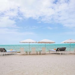 Private beach, sun loungers, beach umbrellas, beach towels