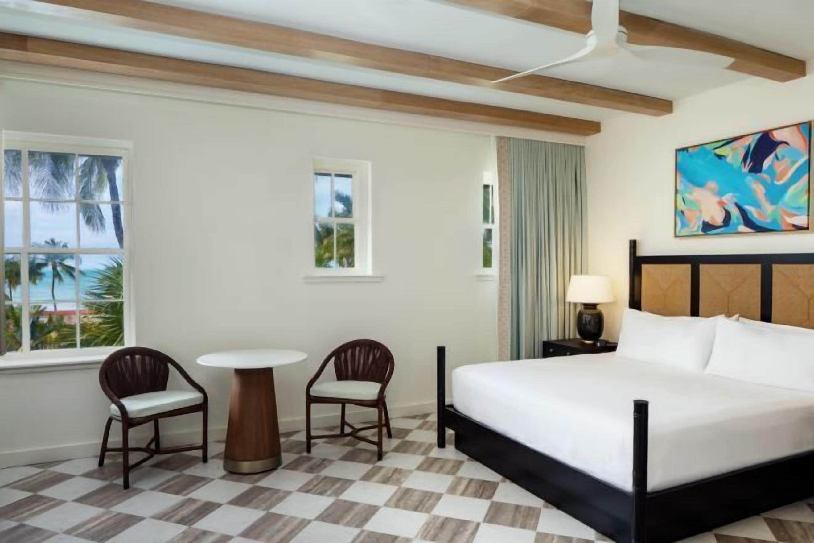 Hypo-allergenic bedding, in-room safe, blackout drapes