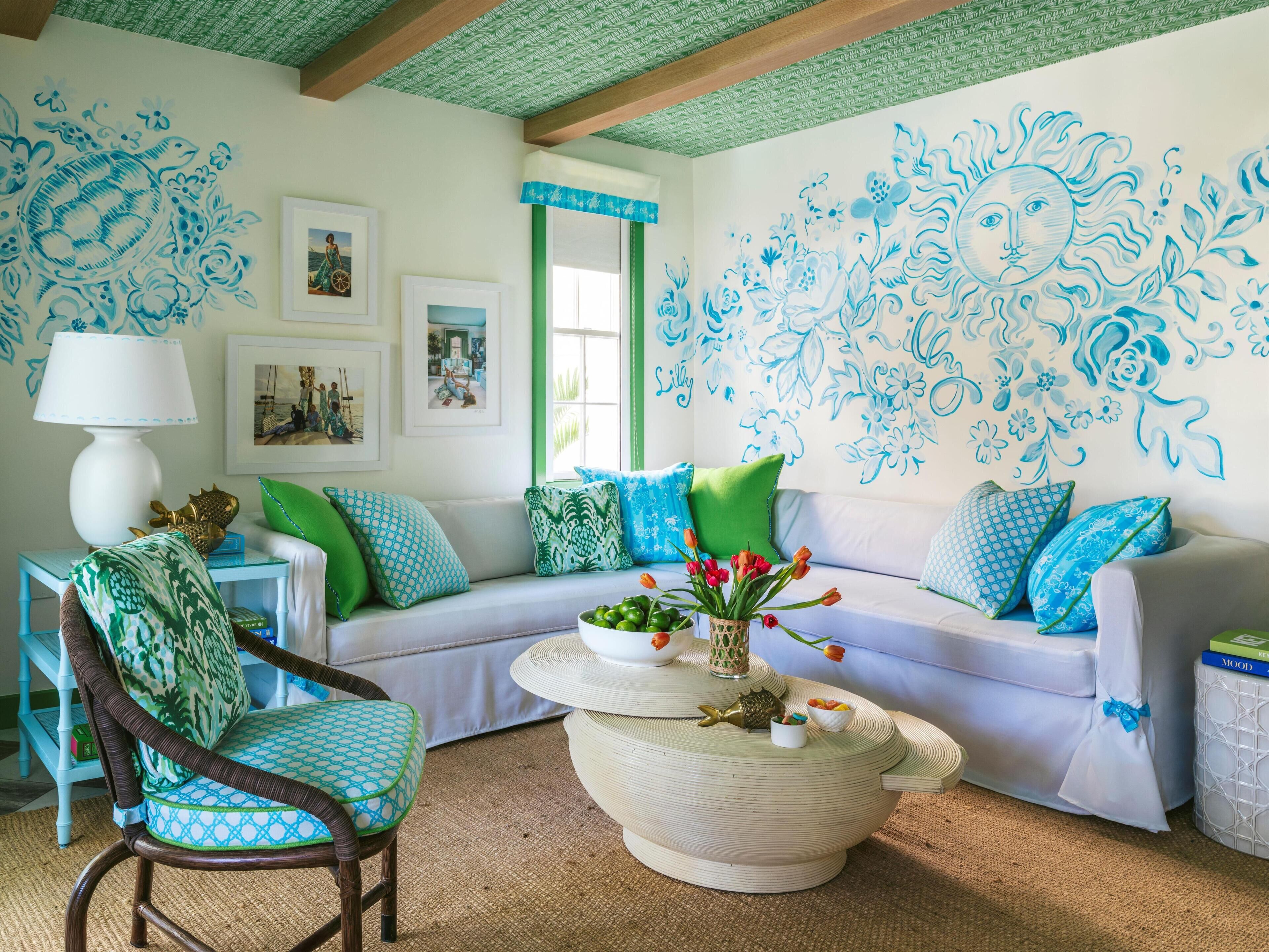 Lilly Pulitzer King Suite Balcony | Living area | 65-inch LCD TV with cable channels