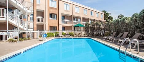 Outdoor pool, sun loungers