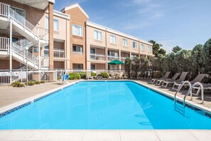 Outdoor pool, sun loungers