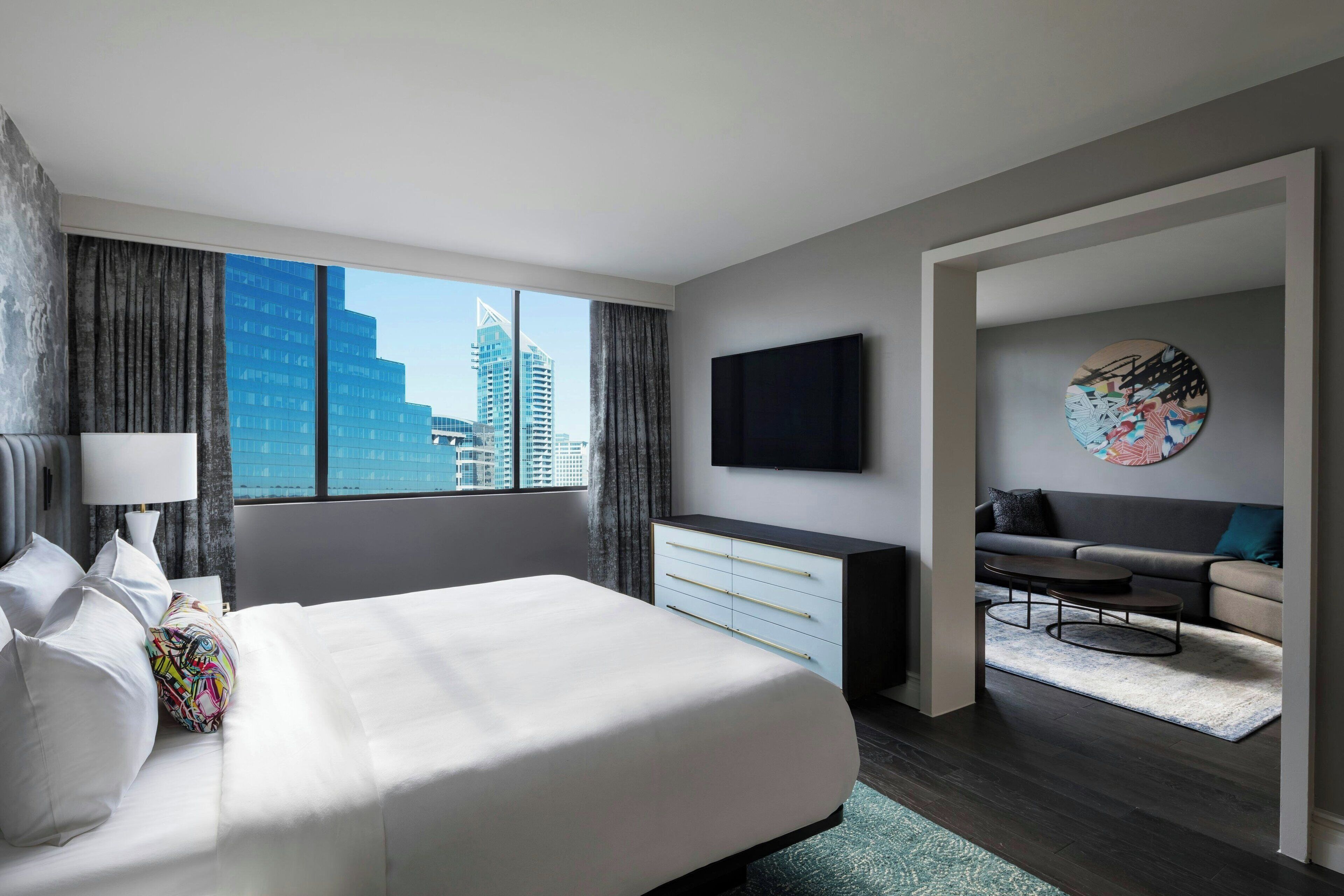 Premium bedding, down comforters, in-room safe, desk