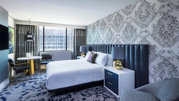 Premium bedding, down comforters, in-room safe, desk