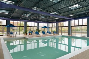 Indoor pool, open 9:00 AM to 10:00 PM, sun loungers