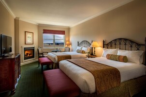 Deluxe Room, 2 Queen Beds, Fireplace | Premium bedding, pillowtop beds, rollaway beds, free WiFi