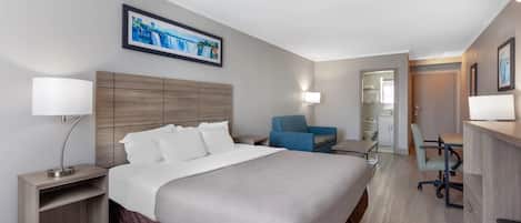 Exterior Room, 1 King Bed Suite with Sofa Bed, Non Smoking | Premium bedding, desk, iron/ironing board, free cribs/infant beds