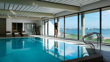 Indoor pool, open 7:00 AM to 11:00 PM, sun loungers