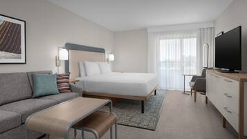 Suite, 1 King Bed, Accessible (Mobility & Hearing, Roll-In Shower) | Hypo-allergenic bedding, in-room safe, desk, laptop workspace
