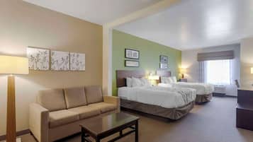 Suite, 2 Queen Beds, Non Smoking | Pillowtop beds, desk, blackout drapes, iron/ironing board