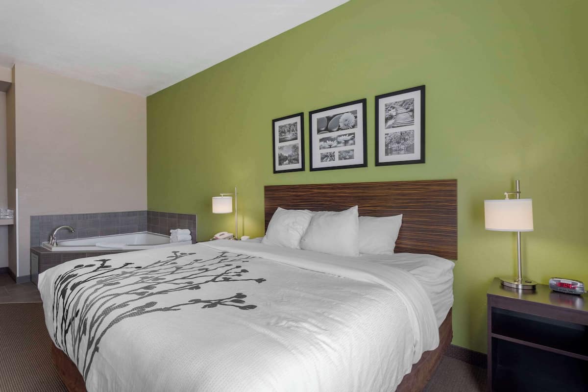 Chambre Standard, 1 très grand lit, non-fumeurs, bain à remous | Surmatelas, bureau, rideaux occultants, fer et planche à repasser