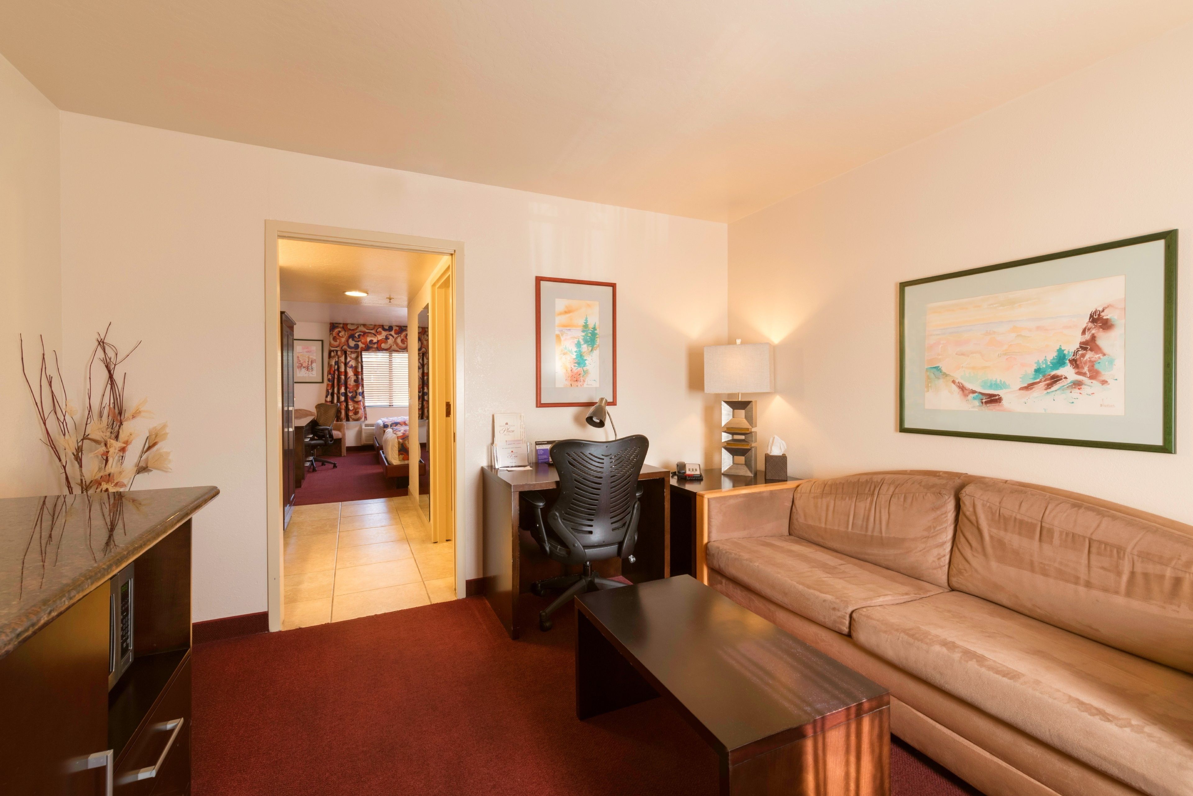 suite, 1 king bed with sofa bed | living room | 24-inch led tv with satellite channels, tv