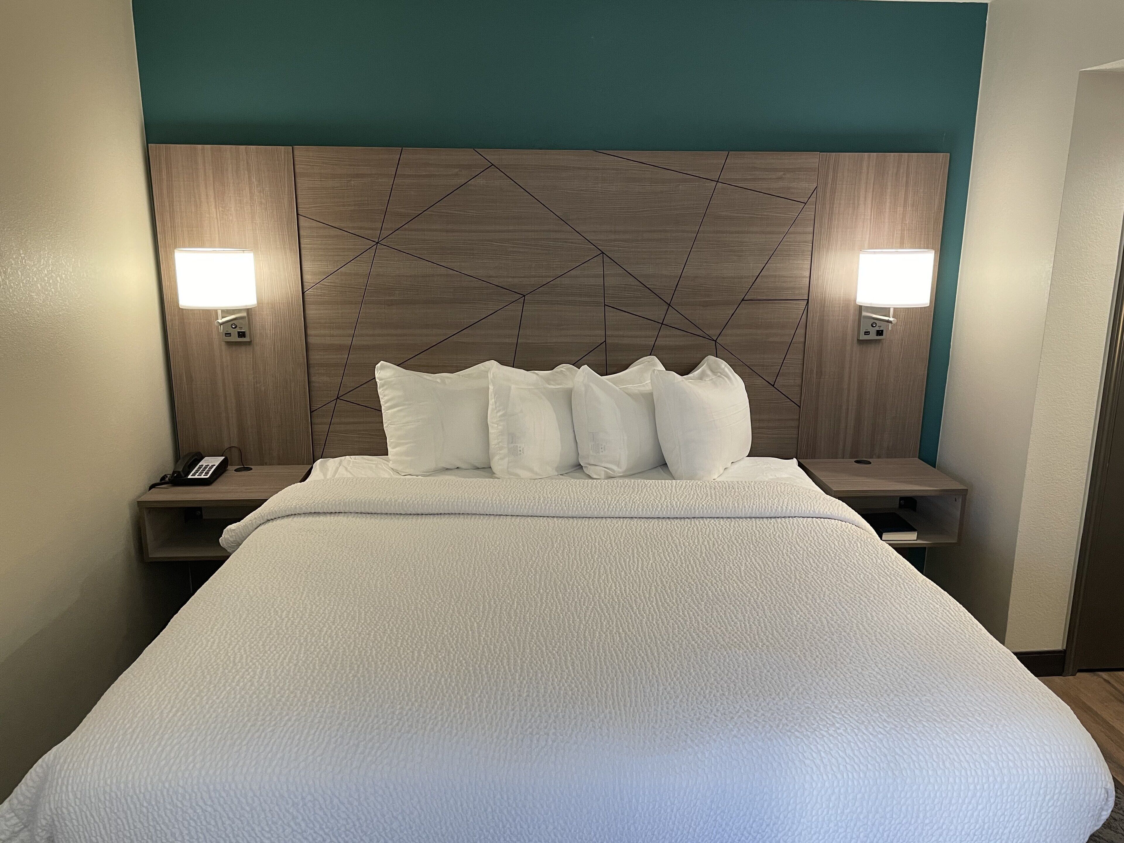 desk, laptop workspace, blackout curtains, iron/ironing board