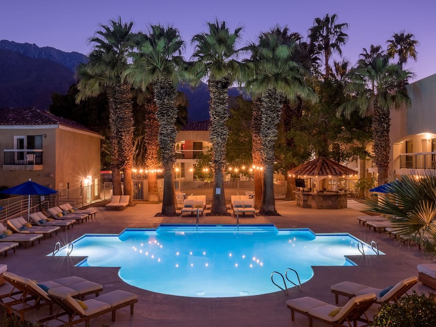 2 outdoor pools, a heated pool, open 9:00 AM to 10:00 PM, free cabanas
