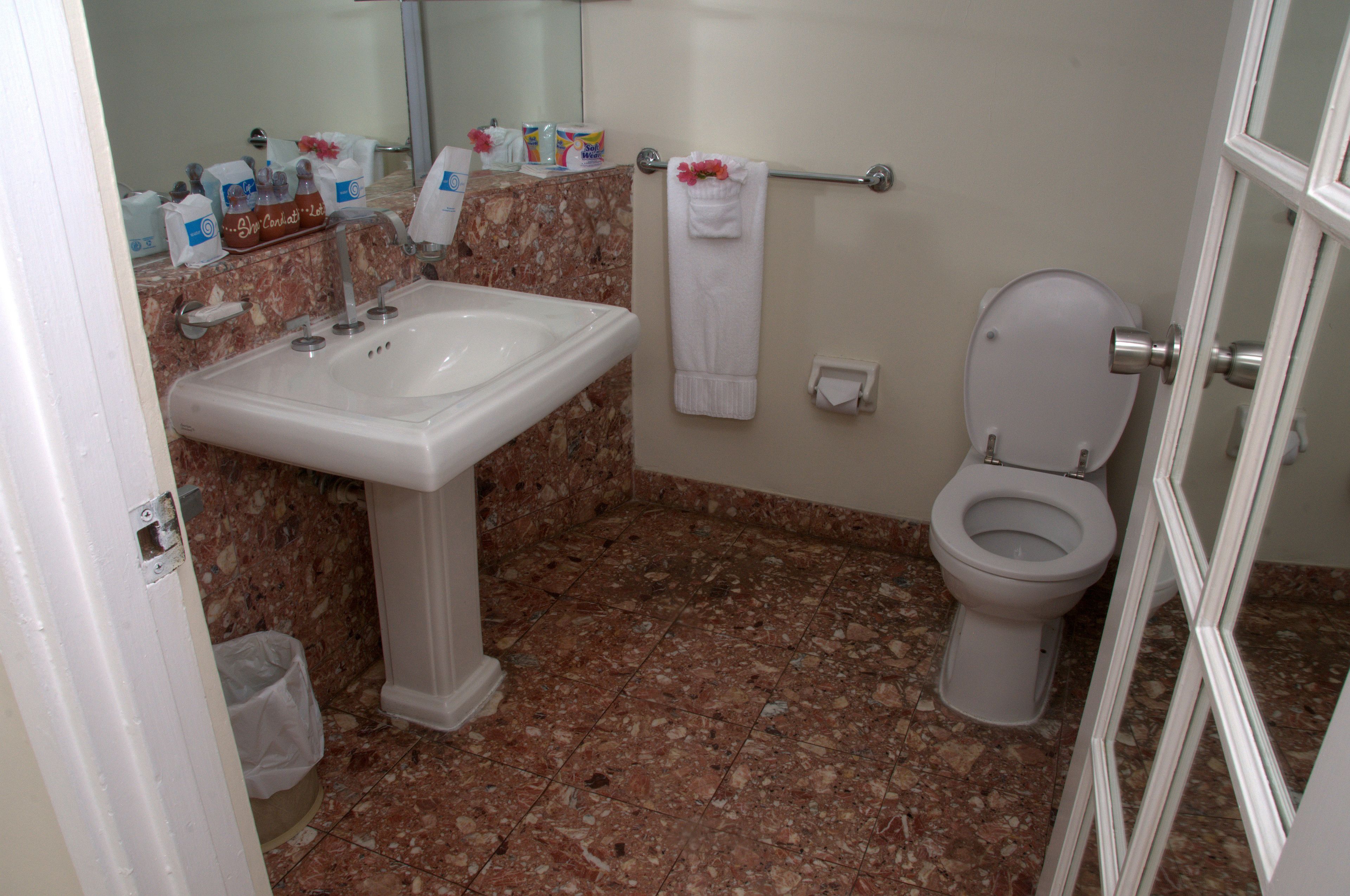 free toiletries, hair dryer, bathrobes, towels