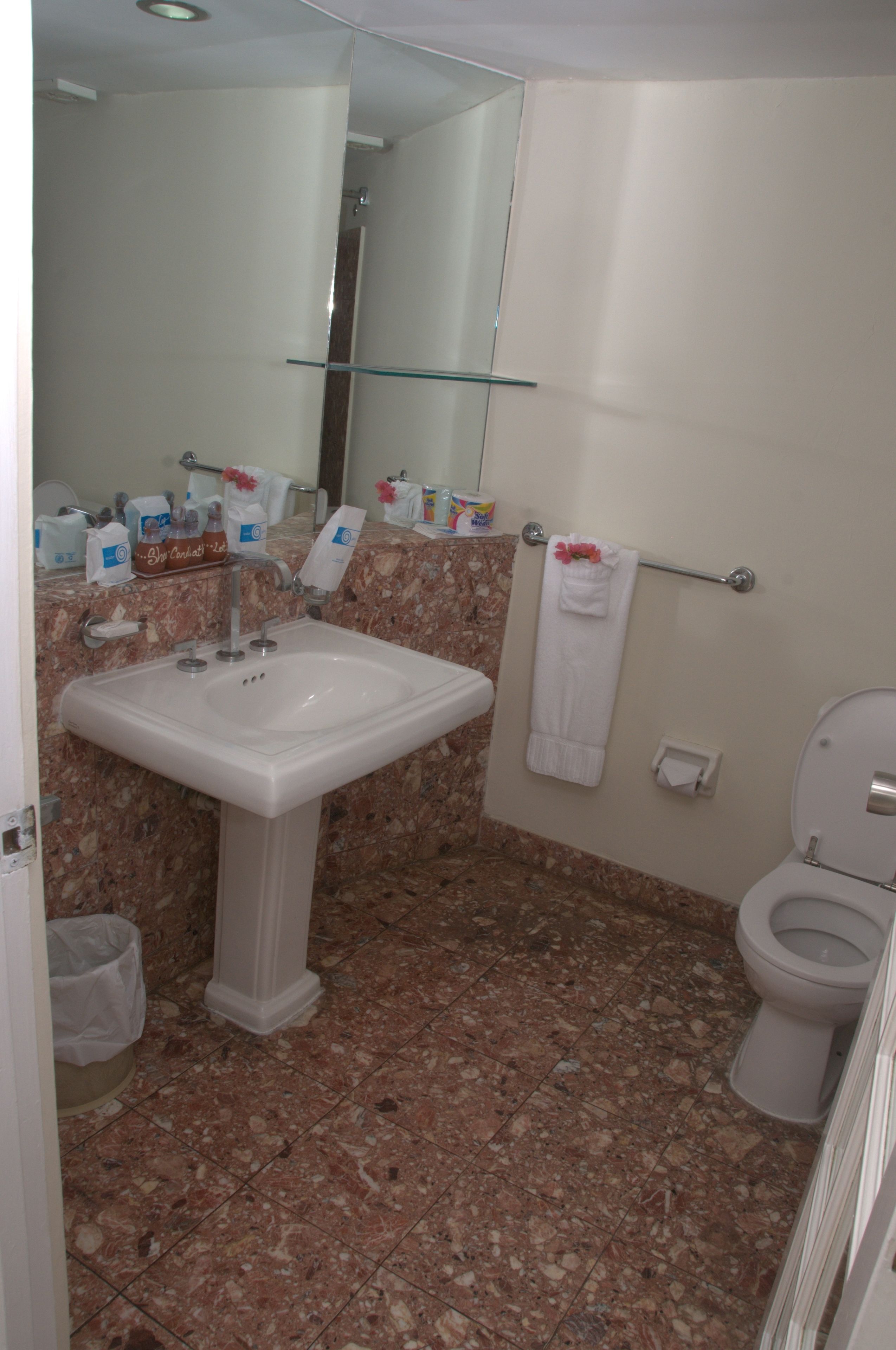 free toiletries, hair dryer, bathrobes, towels