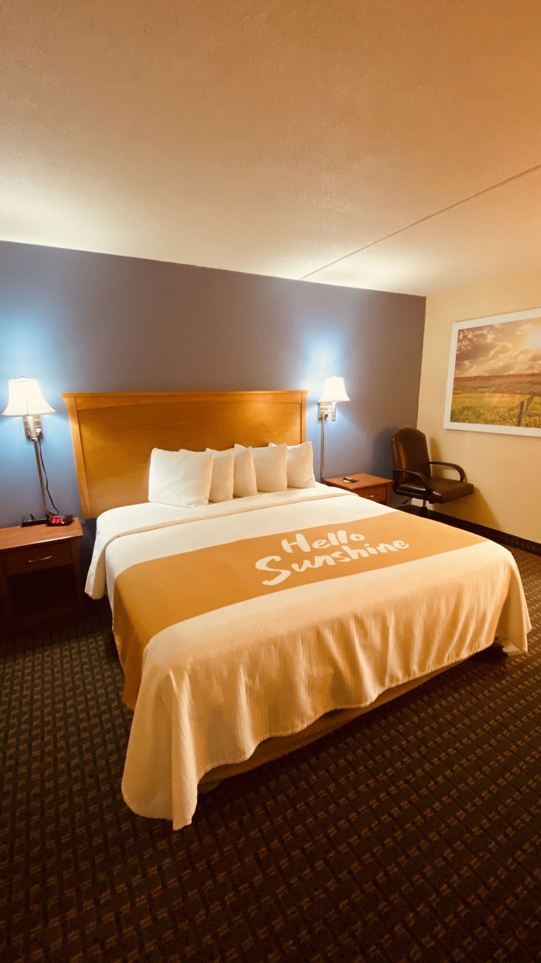 Premium bedding, desk, blackout curtains, iron/ironing board