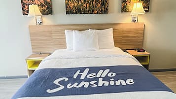 Premium bedding, desk, blackout curtains, iron/ironing board
