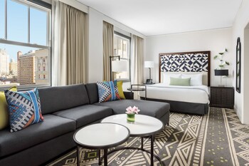In-room television and other amenities at Hotel Spero at Union Square