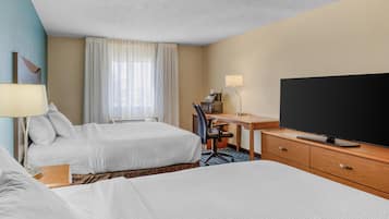 Premium bedding, desk, blackout curtains, iron/ironing board