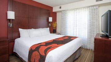 Premium bedding, pillowtop beds, desk, blackout drapes