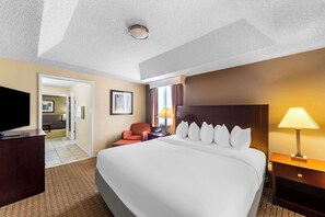 Suite, 1 King Bed, Non Smoking (Living Room;Walk-in Shower) | Desk, laptop workspace, iron/ironing board, free cribs/infant beds